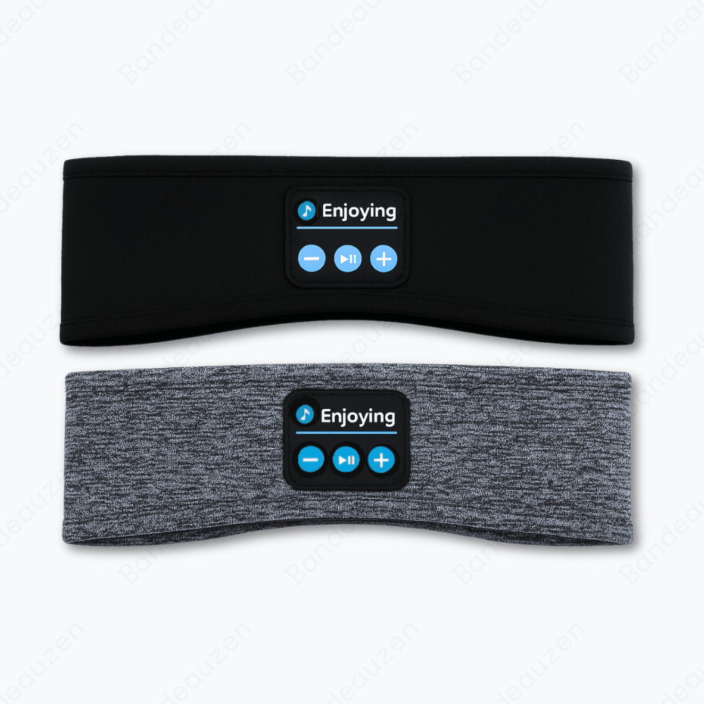 Image du Bandeau Bluetooth gris et noir  pour sommeil - BandeauZen